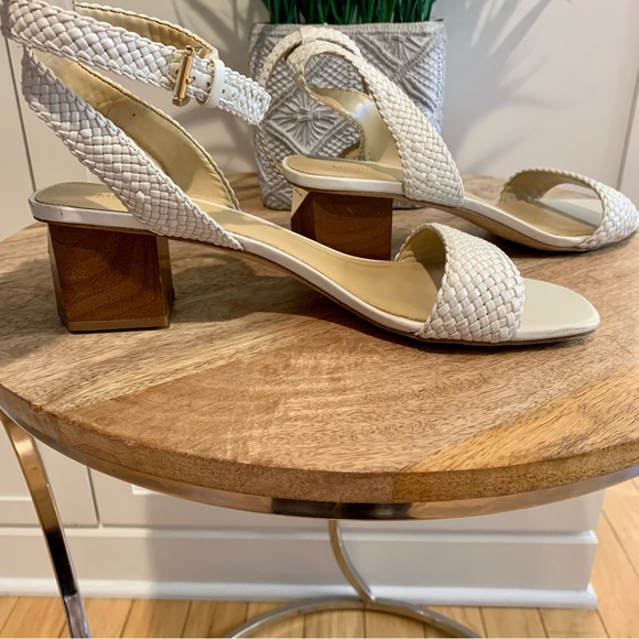 MICHAEL KORS Cream Braided Leather Ankle Strap Sandals - Picture 3 of 6